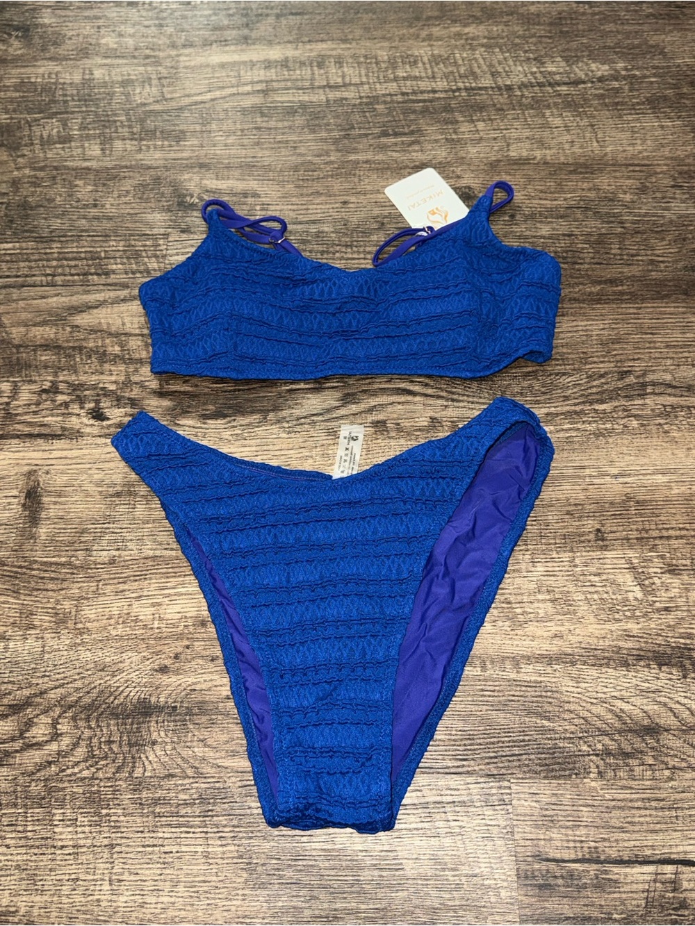 Amazon Royal Blue Textured Two-Piece Bikini